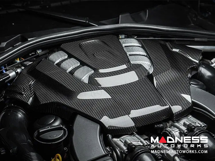 Alfa Romeo Stelvio Engine Cover - Carbon Fiber - QV Model - White Accents